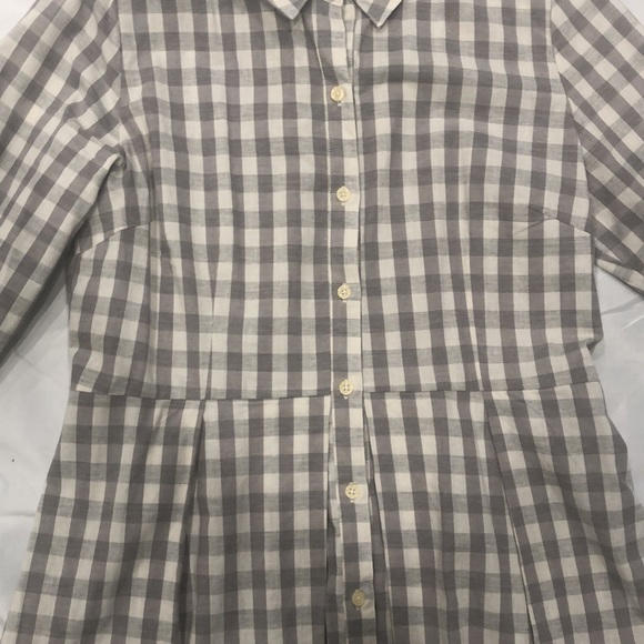 Anthropologie-Gray/Cream Plaid Peplum Top-Size Large - Picture 3 of 10